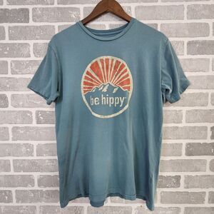 Be Hippy Eco Original Mountain Tee‎ Men's Small Blue Chest Logo Cotton Casual